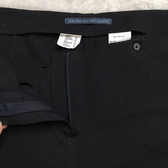 Alysi Women's Black Straight Slacks Trousers Pants Size 8 - Picture 10 of 14